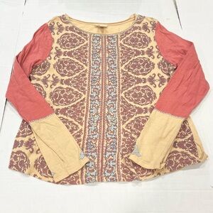 Sundance Women's Blouse - Coral and Cream Embroidered